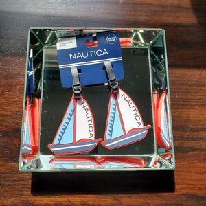 NWT 2 Nautica Rubber sailboat Luggage tags w/ID Window. Yacht Rock Vibes!